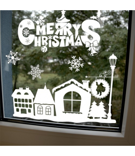 Bezklejowe naklejki świąteczne na okno, motyw świąteczny Ruhhy 22305