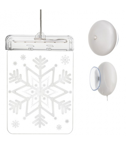 Laserowo grawerowana dekoracja okienna, witraż świąteczny LED 3D śnieżynka, 3xAAA MALATEC 00017223