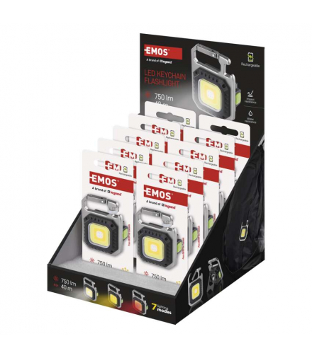 Mini latarka LED - brelok, 750 lm, ładowalna, 10 szt., display box EMOS P4714