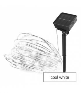 Dekoracje - 120 LED nano łezki z panelem solarnym, miedź, 12 m, IP44, zimna biel, timer EMOS D3ZC01