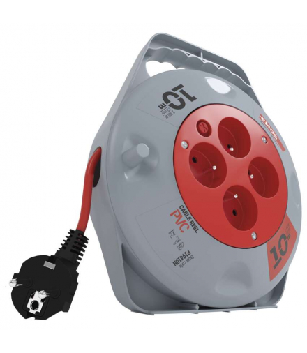 Przedłużacz zwijany 10 m 4 gniazda czerwony PVC 230 V 1 mm2 EMOS P19410N