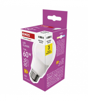 Żarówka LED Classic A60 E27 7 W (60 W) 806 lm neutralna biel EMOS ZQ5E43