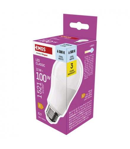 Żarówka LED Classic A60 E27 13 W (100 W) 1521 lm zimna biel EMOS ZQ5E64