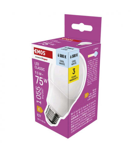 Żarówka LED Classic A60 E27 9,5 W (75 W) 1055 lm zimna biel EMOS ZQ5E54