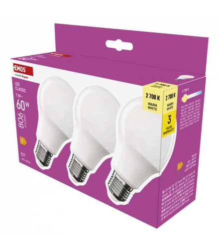 Żarówka LED Classic A60 E27 7 W  (60 W) 806 lm ciepła biel EMOS ZQ5E41.3
