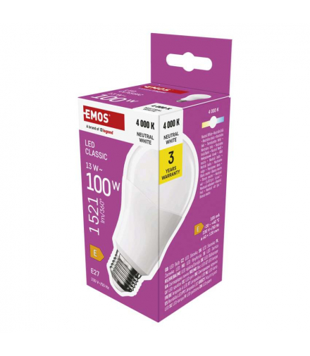 Żarówka LED Classic A60 E27 13 W (100 W) 1521 lm neutralna biel EMOS ZQ5E63