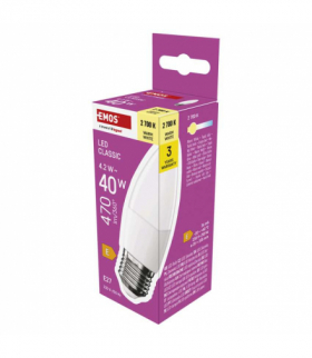 Żarówka LED Classic świeczka  E27 4,2 W (40 W) 470 lm ciepła biel EMOS ZQ4E21
