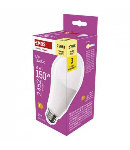 Żarówka LED Classic A80 E27 20 W (150 W) 2452 lm 2452 lm ciepła biel EMOS ZQ5E81