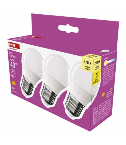 Żarówka LED Classic Mini Globe E27 4,2 W (40 W) 470 lm ciepła biel EMOS ZQ6E21.3