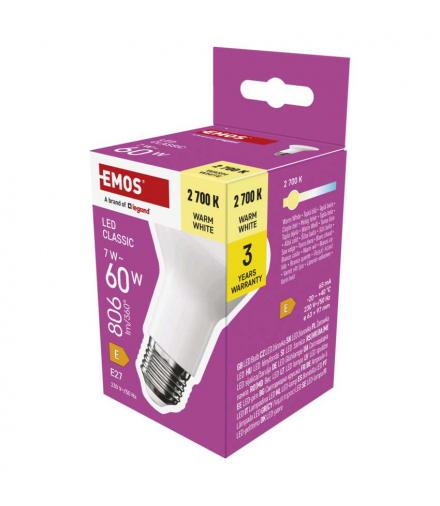 Żarówka LED Classic R63 E27 7 W  (60 W) 806 lm ciepła biel EMOS ZQ7E41