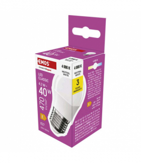 Żarówka LED Classic Mini Globe E27 4,2 W (40 W) 470 lm neutralna biel EMOS ZQ6E23