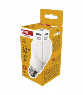 Żarówka LED Basic A60 E27 9,4 W (60 W) 806 lm 806 lm Neutralna biel EMOS ZL5F43