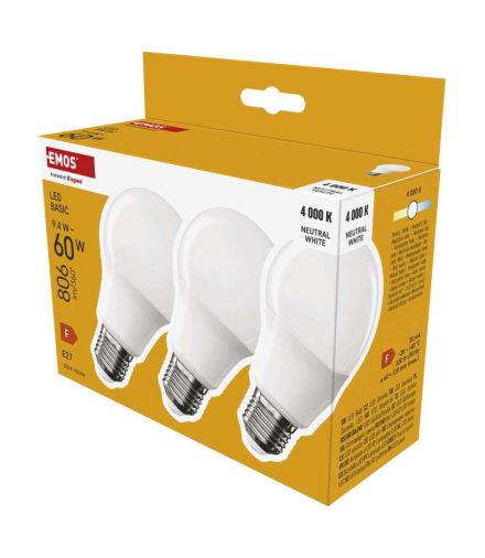 Żarówka LED Basic A60 E27 9,4 W (60 W) 806 lm neutralna biel EMOS ZL5F43.3