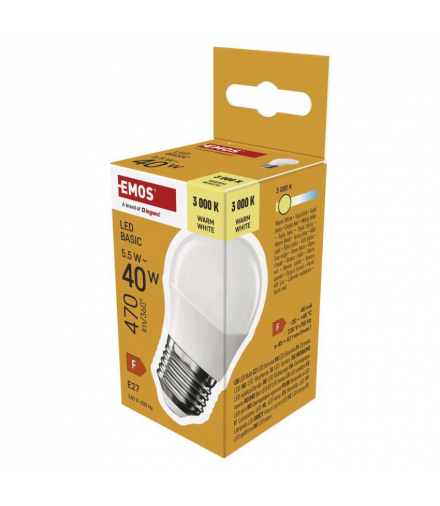 Żarówka LED Basic Mini Globe E27 5,5 W (40 W) 470 lm 470 lm Ciepła biel EMOS ZL6F22