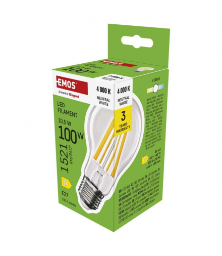 Żarówka LED Filament A60 E27 10,5 W (100 W) 1521 lm 1521 lm neutralna biel EMOS ZF5D63