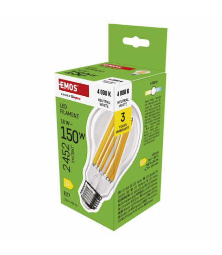 Żarówka LED Filament A70 E27 18 W (150 W) 2452 lm 2452 lm neutralna biel EMOS ZF5D83
