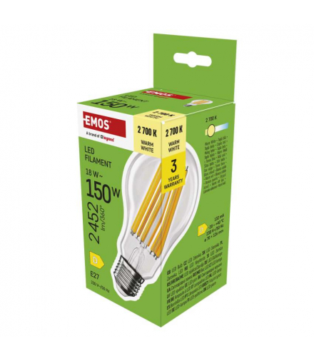 Żarówka LED Filament A70 E27 18 W (150 W) 2452 lm ciepła biel EMOS ZF5D82