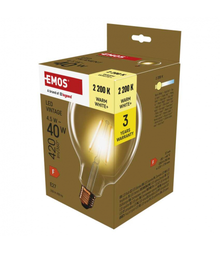 Żarówka LED Vintage G125 E27 4,5 W (40 W) 420 lm 420 lm Ciepła biel EMOS Lighting Z58032