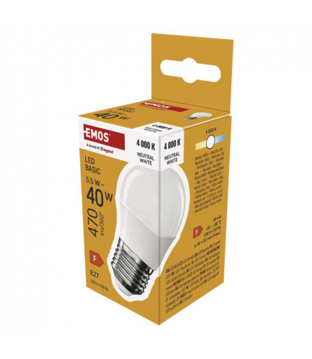 Żarówka LED Basic Mini Globe E27 5,5 W (40 W) 470 lm 470 lm neutralna biel EMOS Lighting ZL6F23