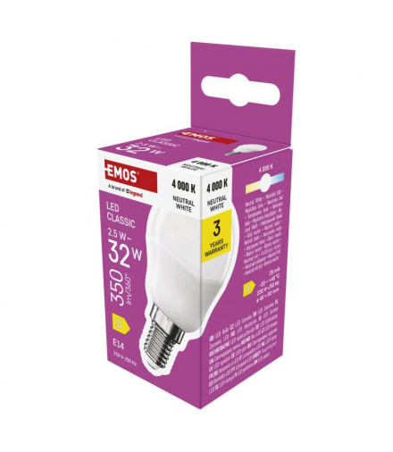 Żarówka LED Classic Mini Globe E14 2,5 W (32 W) 350 lm neutralna biel EMOS ZQ1D13