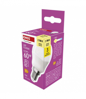 Żarówka LED Classic Mini Globe E14 6,5 W (60 W) 806 lm ciepła biel EMOS ZQ1E41