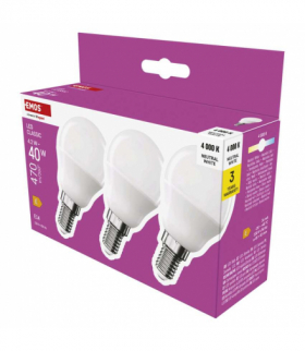Żarówka LED Classic Mini Globe E14 4,2 W (40 W) 470 lm   neutralna biel EMOS ZQ1E23.3