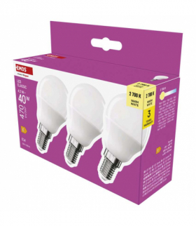 Żarówka LED Classic Mini Globe E14 4,2 W (40 W) 470 lm ciepła biel EMOS ZQ1E21.3