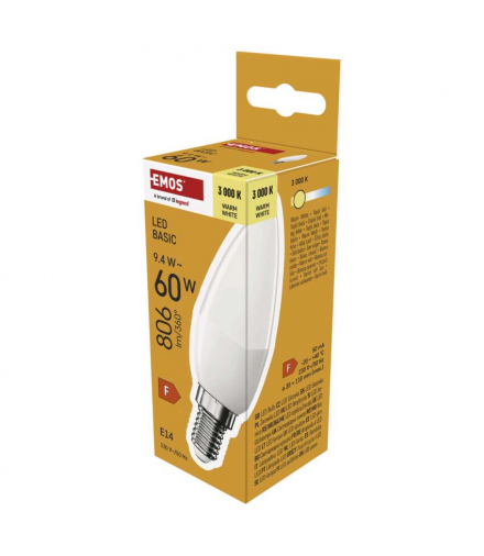 Żarówka LED Basic świeczka E14 9,4 W (60 W) 806 lm 806 lm Ciepła biel EMOS ZL3F42