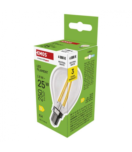 Żarówka LED Filament Mini Globe E14 1,8 W (25 W) 250 lm 250 lm neutralna biel EMOS ZF1D03