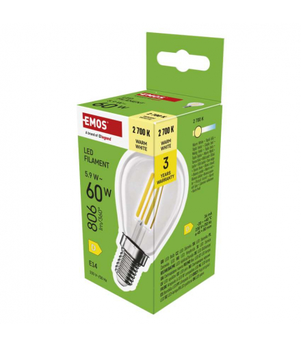 Żarówka LED Filament Mini Globe E14 5,9 W (60 W) 806 lm ciepła biel EMOS ZF1D42