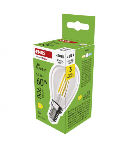Żarówka LED Filament Mini Globe E14 5,9 W (60 W) 806 lm neutralna biel EMOS ZF1D43