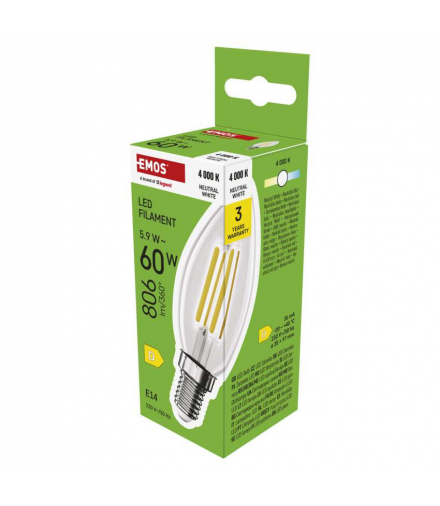 Żarówka LED Filament świeczka  E14 5,9 W (60 W) 806 lm neutralna biel EMOS ZF3D43
