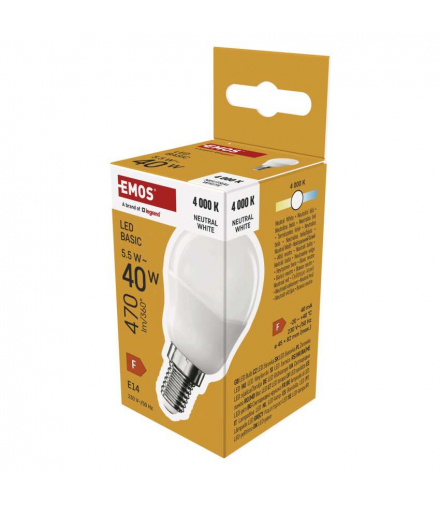Żarówka LED Basic Mini Globe E14 5,5 W (40 W) 470 lm neutralna biel EMOS Lighting ZL1F23