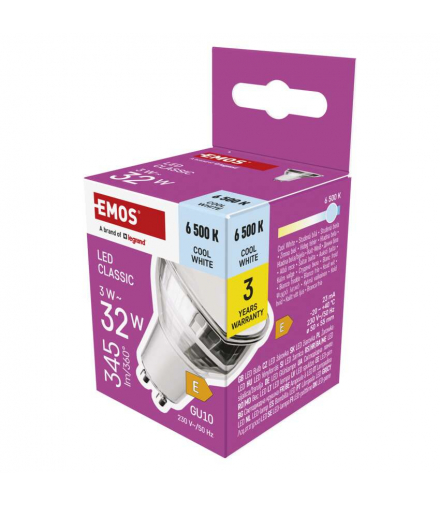 Żarówka LED Classic MR16 srebro GU10 3 W (32 W) 345 lm zimna biel EMOS ZQ8E19
