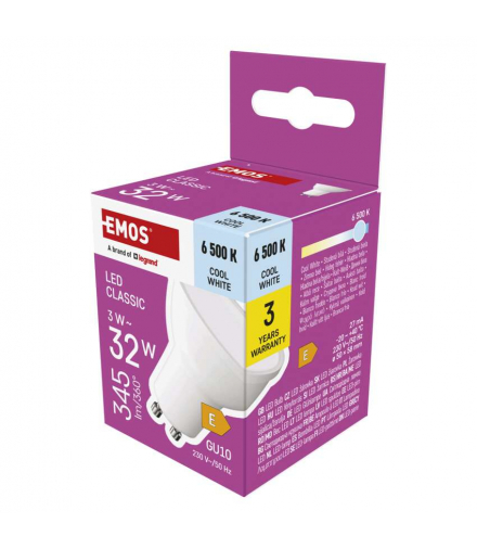 Żarówka LED Classic MR16 biały GU10 3 W (32 W) 345 lm zimna biel EMOS ZQ8E14