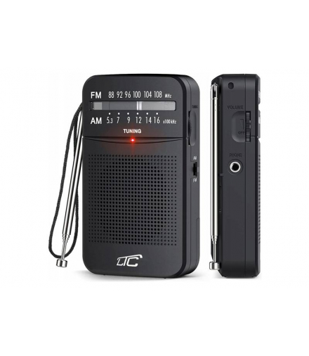 Radio przenośne kieszonkowe LTC LEGA małe, AM/FM/AUX Czarne LTC LXLTC2029C
