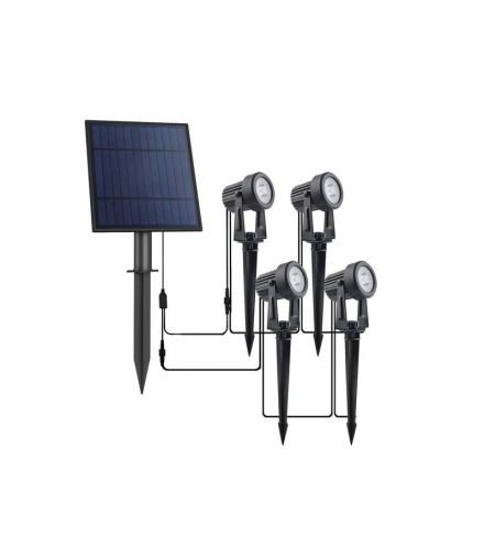 Zestaw lamp ogrodowych 4xCOB 4W 3000K z regulacją ,panelem solarnym,4000mAh LAMEX LXTQ2054