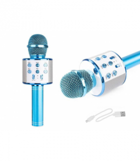 Mikrofon karaoke z głośnikiem podświetlenie RGB NIEBIESKI LAMEX LXUM10N