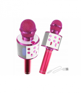 Mikrofon karaoke z głośnikiem podświetlenie RGB różowy LAMEX LXUM10R