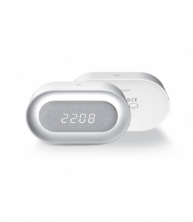 Budzik z nocną lampką LED PURE FNL-07 AKSEL biały podłużny Forever Light LAMEX LX100555