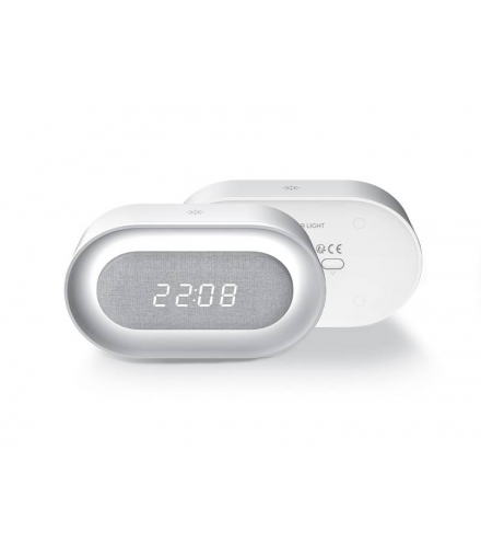 Budzik z nocną lampką LED PURE FNL-07 AKSEL biały podłużny Forever Light LAMEX LX100555