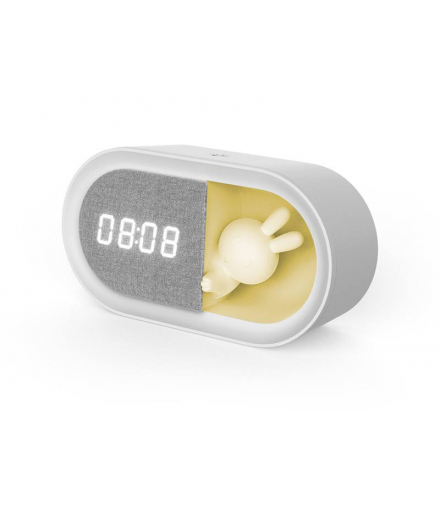 Budzik z nocnym króliczkiem LED PURE FNL-05 INGRID biały podłużny Forever Light LAMEX LX100553