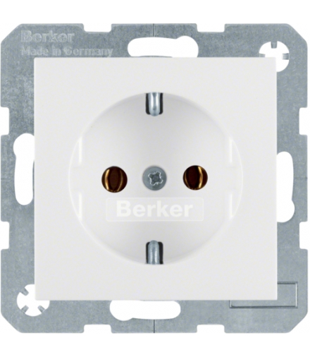 Gniazdo z uziemieniem SCHUKO z samozaciskami krem