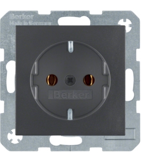 Gniazdo z uziemieniem SCHUKO z samozaciskami antracyt mat