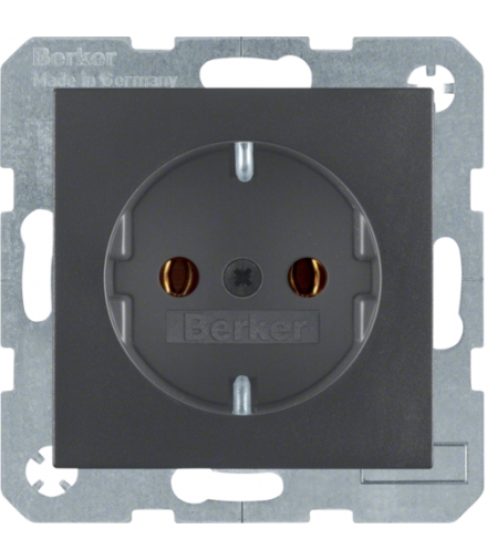 Gniazdo z uziemieniem SCHUKO z samozaciskami antracyt mat