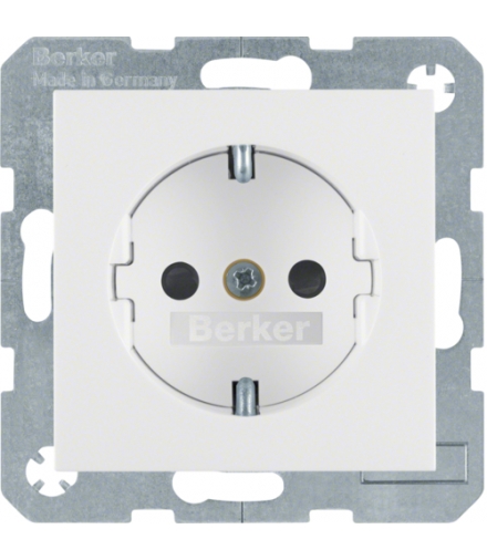 Gniazdo z uziemieniem SCHUKO z przesłonami styków z samozaciskami biały