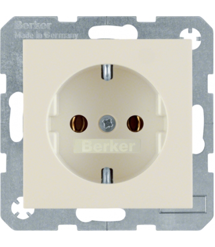 Gniazdo z uziemieniem SCHUKO z zaciskami śrubowymi krem