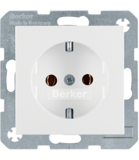 Gniazdo z uziemieniem SCHUKO z zaciskami śrubowymi biały