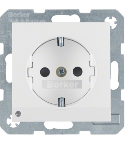 Gniazdo z uziemieniem SCHUKO z podświetleniem orientacyjnym LED bialy