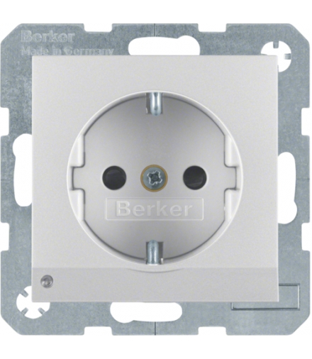 Gniazdo z uziemieniem SCHUKO z podświetleniem orientacyjnym LED alu mat